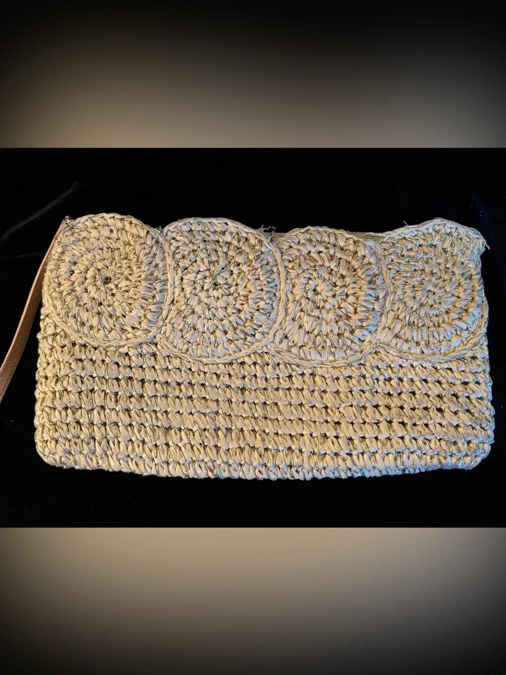Talbots Straw Woven Clutch with Wristlet Strap & Gold Metallic Detail